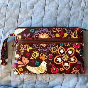 NWOT Handmade Brown Floral Padded Pouch